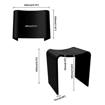 Black Shower Stool 16.7' H, Solid Surface Modern Bathroom Benches， | Heavy Duaty Stone Resin Bath Seat, 400 lbs Capacity Fancy Insider Shower Chairs for Shaving Legs - color: Black Curved