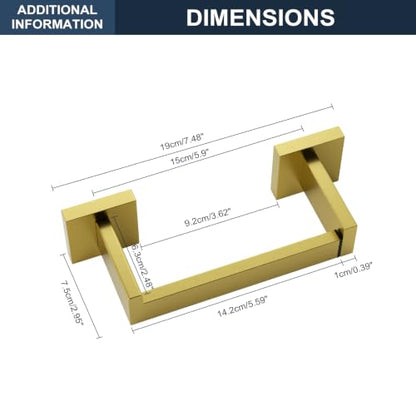 Toilet Paper Holder Wall Mount Brushed Gold Stainless Steel | Toilet Tissue Roll Holder Bathroom Square Toilet Paper Towel Roll Holder Double Post Pivoting Tissue Handle - color: Brushed Goled