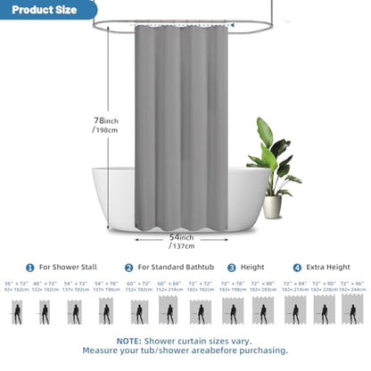 2-in-1 Waterproof Fabric Shower Curtain - No Separate Liner Needed, Hotel-Style Waffle Weave, Effortless Cleaning & Washable Bathroom Shower Curtain Set,54Wx78H,Grey - color: Grey, size: 54"W x 78"L (Pack of 1)