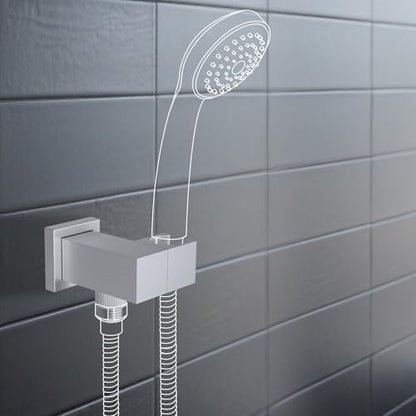 Bathroom Brass Water Supply Elbows Wall Mount Hand Held Shower Head Bracket with On/Off Flow Control Holder Angle Adjustable, Brushed Nickel - color: Brushed Nickel