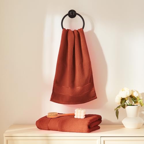 COZYART Bath Towel Set 6 PCS, Luxury 100% Turkish Cotton 650GSM Ultra Soft | Absorbent Quick Dry, OEKO‑Tex 100 Cert. Zero Twist Ring Spun Cotton, Plush Fluffy, Breathable Hotel Quality Bathroom Towels - color: Orange- Burnt Orange