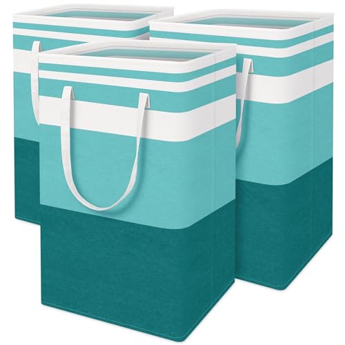 BlissTotes 3-Pack Laundry Basket, Collapsible Laundry Hamper, Green, 88L | Laundry Clothes Hamper, Hampers for Bedroom, Freestanding Hamper with Handles, Clothes Laundry Basket - color: Green, size: 88L