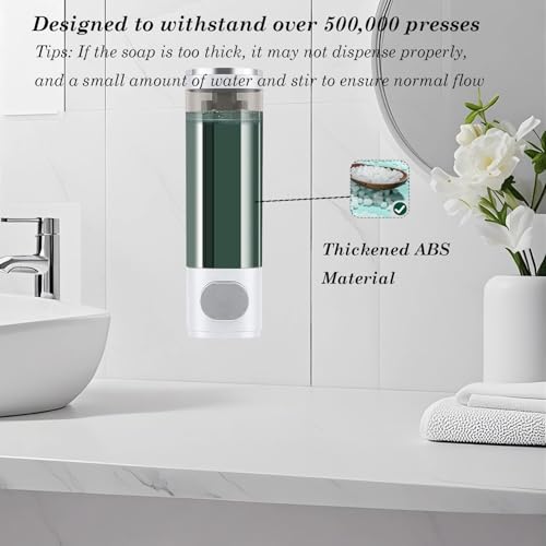 10oz/300ml Single Manual Wall Mounted Soap Dispenser, Silver & White | Bathroom Shampoo and Conditioner Dispenser, Clear Plastic Refillable Liquid Lotion Pump Dispenser and Organizer - color: White & Silver