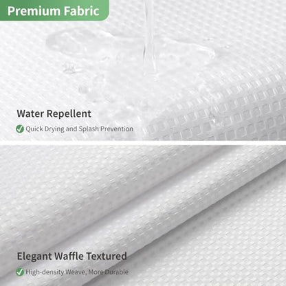 eachope No Hook Waffle Weave Shower Curtain with Snap-in Fabric Liner Set,White Shower Curtains for Bathroom with See Through Top Window,Water Repellent & Washable,71Wx74H | Bath Curtain with Snap-in Liner & See-Through Top Window,Water Repellent & Washab