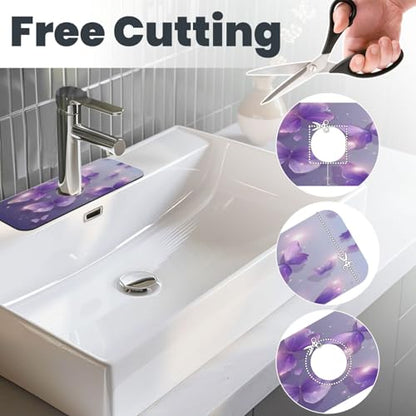 Purple Butterfly Kitchen sink faucet pad, strong water absorption, anti slip, easy to clean, very suitable for splash and drip prevention, suitable for kitchens and bathrooms - color: Purple Butterfly