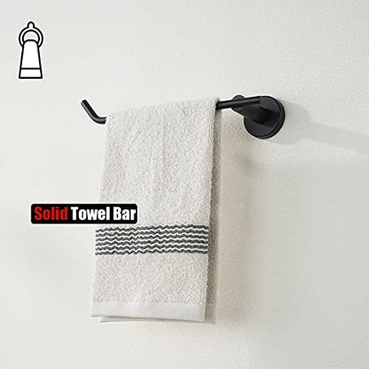 JQK Black Hand Towel Bar, Stainless Steel Towel Ring for Bathroom, 9 Inch Necklace Holder Matte Black Wall Mount Left Hand, TR101-PB - color: Black, size: 9 Inch (Left)