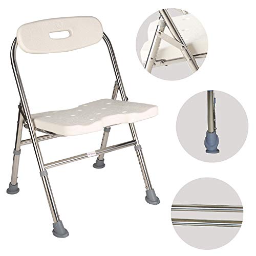 Elderly Assis One-Piece Shower Chair Premium Series Shower Chair with Back Adjustable Bath Chair for Seniors Disabled Injured Pregnant Woman White Supports Up to 330 Lbs - color: Shower Chair 202-8