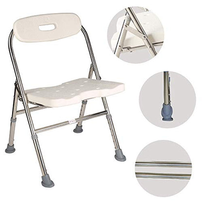 Elderly Assis One-Piece Shower Chair Premium Series Shower Chair with Back Adjustable Bath Chair for Seniors Disabled Injured Pregnant Woman White Supports Up to 330 Lbs - color: Shower Chair 202-8