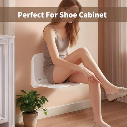 Shower Seat Wall Mounted, Folding Shower Seats for Adults, 350 lbs Max Load, Shower Chair Bench with Space-Saving Foldable Design for Women, Adults, Children - size: 15 Inch