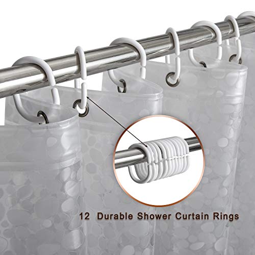 Bostofy Waterproof Shower Curtain Liner 8G EVA Thick Shower Curtain with Heavy Duty 3 Bottom Magnets, Shower Liner for Shower Stall, Bathtubs, 3D Pebble Pattern, 72 x 72,12 Hooks - color: Clear Stone, size: 72"W x 72"L (Pack of 1)