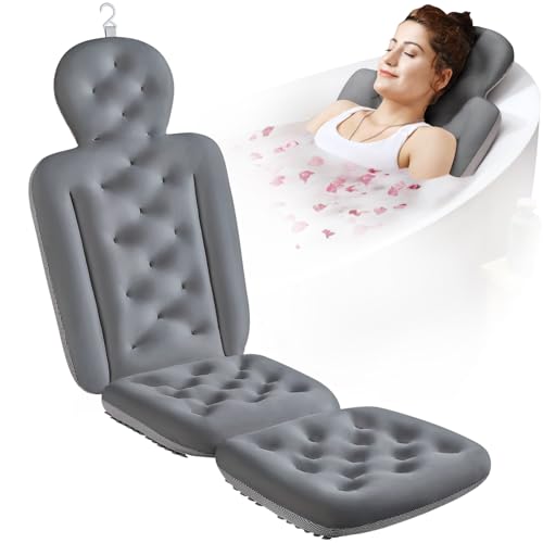 Full Body Bath Pillow for Bathtub, Thick Bathtub Cushion, Luxury Tub Pillow for Bath for Headrest Neck and Back Support Gray 56" x 16" - color: Gray, size: 56" X 16"