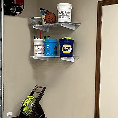 Wallmaster 2-Pack 15x45 Heavy Duty Garage Wall Shelving 45-inch-by-15-inch Wall Mount Garage Storage Rack Floating Shelves Max Load 400lb White - color: White