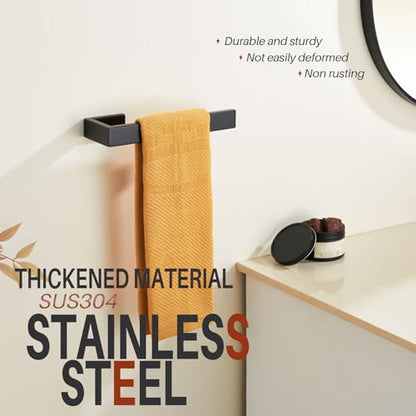 KOKOSIRI Hand Towel Bar Matte Black Bathroom Towel Holder Wall Mounted Kitchen Towels Shelf Bath Accessories Stainless Steel, B3009BK - color: Matte Black