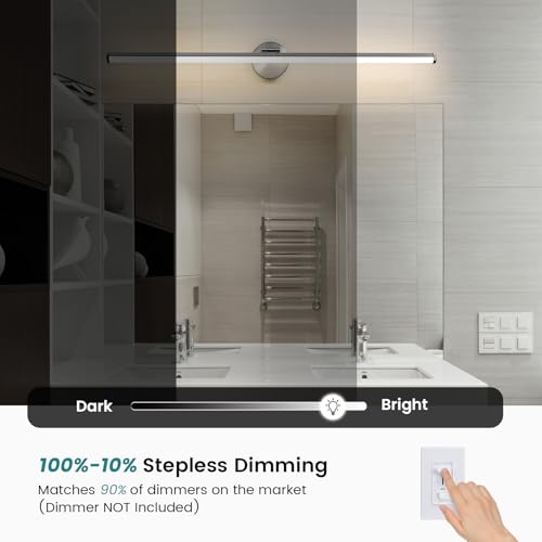 KAISITE Brushed Nickel Modern Bathroom Light - 39 Inch Dimmable 5CCT LED Vanity Light for Restroom - color: Brushed Nickel, size: 39 Inch