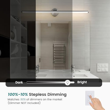 KAISITE Brushed Nickel Modern Bathroom Light - 39 Inch Dimmable 5CCT LED Vanity Light for Restroom - color: Brushed Nickel, size: 39 Inch
