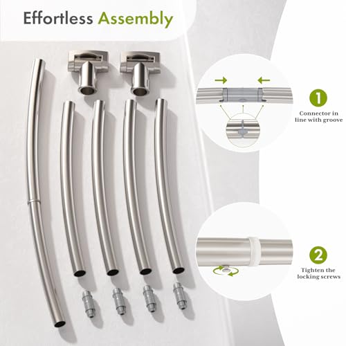 AmazerBath 20-84 Inches Arched Curved Shower Curtain Rod, Heavy Duty Shower Rod Rust Proof Bathroom Curtain Rod, Adjustable Telescoping Design Easy Segmented Installation, Need to Drill, Nickel - color: Nickel
