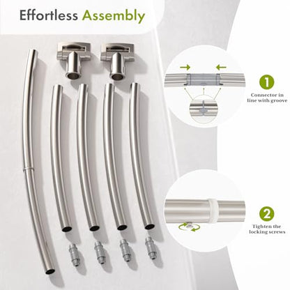 AmazerBath 20-84 Inches Arched Curved Shower Curtain Rod, Heavy Duty Shower Rod Rust Proof Bathroom Curtain Rod, Adjustable Telescoping Design Easy Segmented Installation, Need to Drill, Nickel - color: Nickel