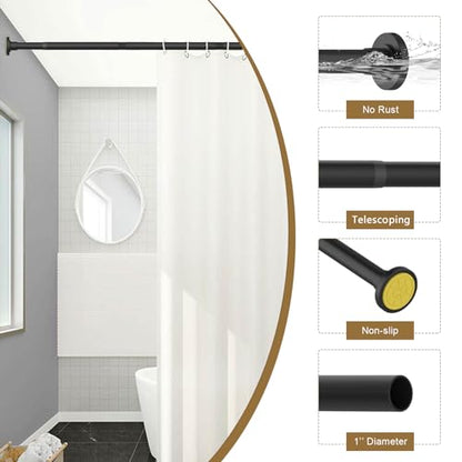 GXOACKJ Black Shower Curtain Rods - 31-68 Inch Spring Tension Shower Rods for Bathroom, Adjustable, No Drilling, No Rust, Stainless Steel - color: Black, size: 31-68