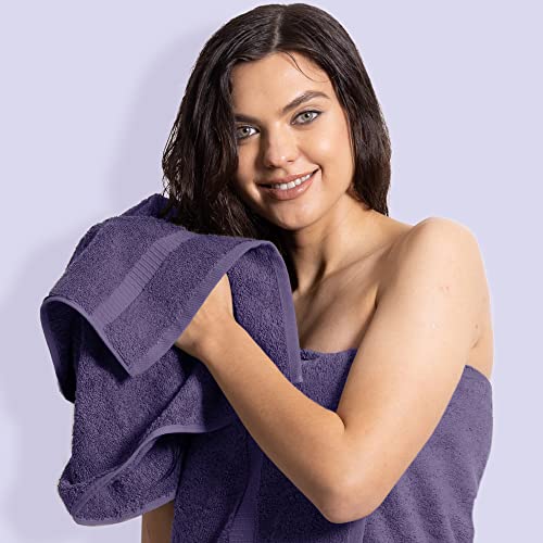 Chakir Turkish Linens Personalized 3 Piece Towel Set, 100% Cotton Luxury Turkish Towels for Bathroom, Soft Absorbent Towel Set with Bath Towel Hand Towel and Washcloth, Plum - color: Plum