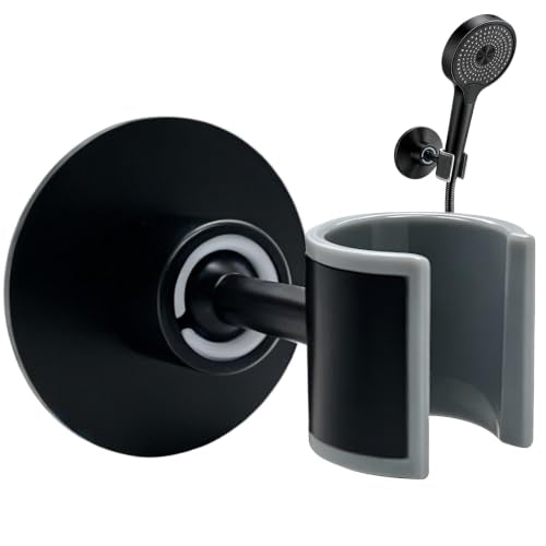Shower Head Holder 360° Adjustable Handheld Bathroom Shower Head Bracket | All Metal, 360 Swivel Adjustable, No Drill Adhesive Wall Mount for Bathroom RV Standard Shower Hose, Black - color: Black