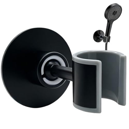 Shower Head Holder 360° Adjustable Handheld Bathroom Shower Head Bracket | All Metal, 360 Swivel Adjustable, No Drill Adhesive Wall Mount for Bathroom RV Standard Shower Hose, Black - color: Black