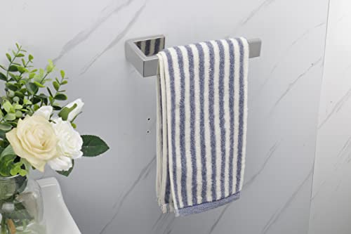 TocTen Hand Towel Holder/Towel Ring - Thicken SUS304 Stainless Steel Bathroom Hand Towel Hanger, 9 Inch Heavy Duty Wall Mounted Towel Rack, Square Hand Towel Bar for Bathroom Hardware (Chrome, 9 in) - color: Chrome, size: 9 In-Rectangular