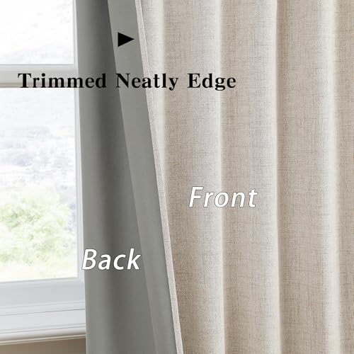 RAIN CITY Beige Blackout Linen Curtains 63 Inches Long 2 Panels W50 x L63 | Back Tab Rod Pocket Linen Burlap Textured Rustic Boho Light Blocking Room Darkening Curtains for Bedroom Nursery - color: Beige, size: 50"W x 63"L (Pack of 2)