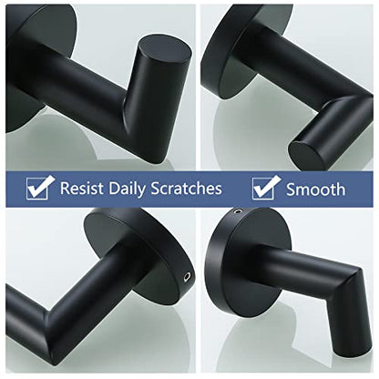 Towel Coat Hook Matte Black SUS304 Stainless Steel Bathroom Clothes Sponges Robe Hook Wall Mounted Round Kitchen Heavy Duty Hanger 2 Packs,96018-8MB. - color: Single Hook-Matte Black