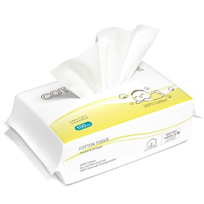 Winner Baby Dry Wipes, 100% Cotton, 100 Count (Pack of 1) | Soft and Gentle, Hypoallergenic, Unscented, Wet or Dry Use, Diaper Changes, Mealtime Cleanup - size: 100 Count (Pack of 1)