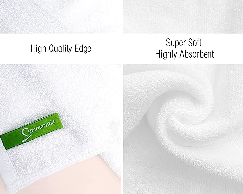 12 Pack Washcloths 13" x 13" - Soft Wash Cloths for Your Face Towel, Viscose derived from Bamboo & Cotton Blend Wash Cloths for Your Body (White) - color: White