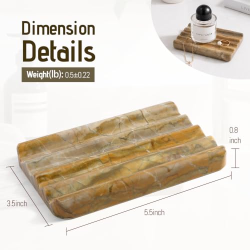 Karibiber Marble Soap Dish, Bar Soap Dish Shower, Green Olive Bathroom Soap Holder, Stone Sponge Holder for Kitchen Sink - color: Pocahodas