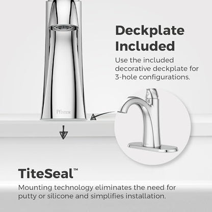 Pfister Willa Single Handle Bathroom Sink Faucet Chrome Finish with Push & Seal Drain TiteSeal Technology WaterSense EPA Compliant NSF Certified Vanity Faucet LF042MALCC - color: Polished Chrome, size: 1 Pack