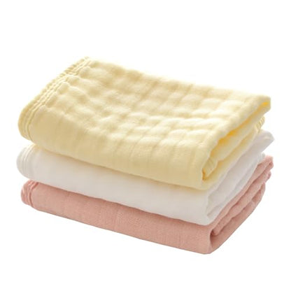 Baby Washcloths, Soft Absorbent Cotton Burp Cloths, Burping Cloth for Newborn Sensitive Skin,12x12 inches, 6 Pack (Pink,White,Yellow) - color: Pink,white,yellow