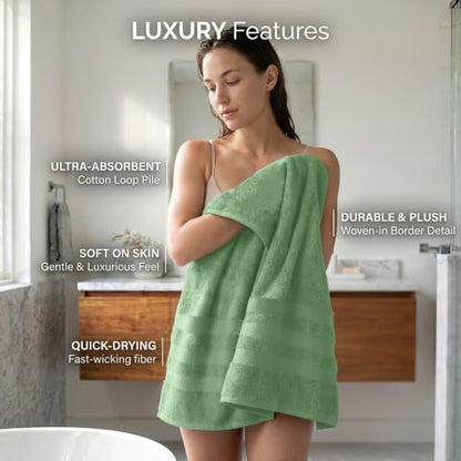 RIVERSIDE Pack of 2 Extra Large Bath Sheets 35 x 70 Inches, 100% Ring Spun Cotton, Hotel Quality, Oversized Bath Towels, Super Soft, Highly Absorbent & Quicker to Dry, Sage Green - color: Sage Green, size: Bath Sheets (PK 2)