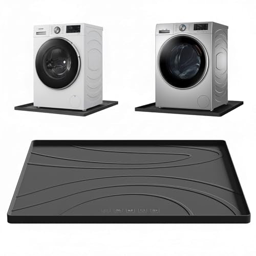 Washing Machine Drain Pan Silicone mat – 30x33 Inch Non-Slip Waterproof Washer Drip Tray, Anti-Vibration Soft Mat for Under Dryer or Washer, Floor Leak Protector for Laundry Room - color: Black, size: 33"*30"