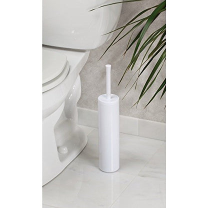iDesign Compact Toilet Brush and Holder, White | For Bathroom