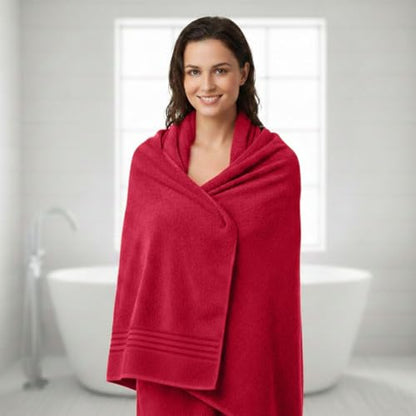 8 Piece Bath Towels for Bathroom - 100% Cotton, Soft Absorbent Bathroom Towels Set - 2 Extra Large Bath Towels, 2 Hand Towels & 4 Washcloths - Hotel Spa Thick Plush Towel, Red - color: Red (Pack of 8)