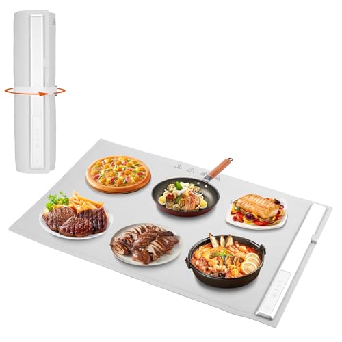 Portable Food Warmers,Electric Warming Tray Hot Tray Heating Mat Food Warmer Heating Pad Keep Foods Warming for Gatherings,Parties, Auto Shut-Off - color: Gray
