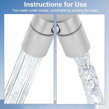 Universal 1440° U Shaped Faucet Extender, with 2 Adjustable Spray Modes 1080° Rotating Faucet Extender Aerator Extension for Kitchen & Bathroom Tap Sink (Silver)