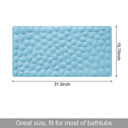 Non-Slip Bathtub Mat OTHWAY Soft Rubber Bathroom Bathmat with Strong Suction Cups (Lake Blue, 16x31.5 inch) - color: Lake Blue, size: 31.5" x 16" (Rectangular)