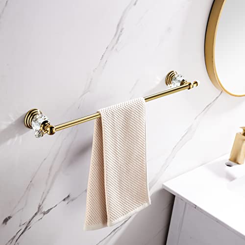 WINCASE Gold Towel Bar, Adjustable Crystal Towel Holder, Golden Finished Bathroom Single Towel Racks Rail Wall Mounted - color: Gold a Towel Bar