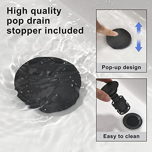 Two Handle Widespread Bathroom Sink Faucet - 3 Hole Vanity Faucet with Pop-Up Drain & cUPC Faucet Supply Lines, 8 Inch Black Bathroom Sink Faucet - color: Black