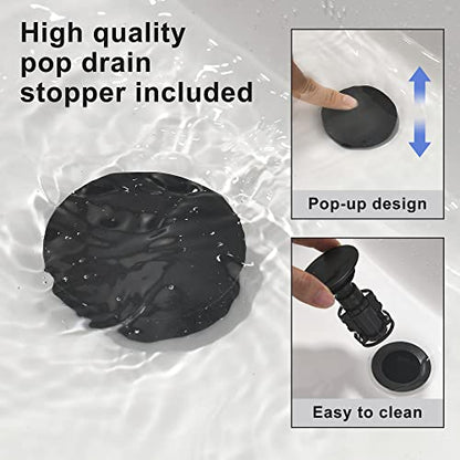 Two Handle Widespread Bathroom Sink Faucet - 3 Hole Vanity Faucet with Pop-Up Drain & cUPC Faucet Supply Lines, 8 Inch Black Bathroom Sink Faucet - color: Black