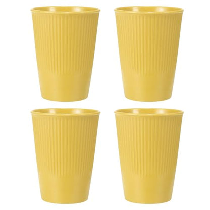 uxcell 4 Pcs Simple Toothbrush Cup, 3.3 x 3.3 x 4.2 Dishwasher Safe Bathroom Tumbler Reusable Plastic Cup Set for Storing Toothpaste Combs, Yellow - color: Yellow