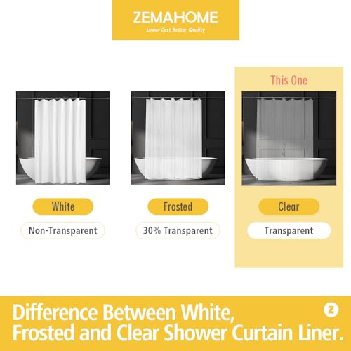ZEMAHOME Narrow Size Clear Plastic Shower Curtain Liner, 54x72 Inch Thin Lightweight Transparent Plastic Bathroom Shower Showroom Inner Curtain with Rustproof Metal Grommet Holes and Weighted Magnets - color: A01-clear, size: 54"W x 72"L (Pack of 1)