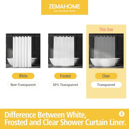 ZEMAHOME Extra Large Size PEVA Plastic Shower Curtain Liner Premium Light Weight 108" x 72" Clear Bathroom Shower Showroom Curtain Liner with Rustproof Metal Gromments and Weighted Magnet - color: A01-clear, size: 108"W x 72"L (Pack of 1)