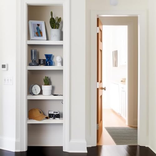AMADA HOMEFURNISHING Floating Shelves Wall Mounted, 15 x 7 Inch Wall Shelves for Bathroom, Bedroom, Living Room, White Shelves Set of 2 - color: White, size: 15 inches