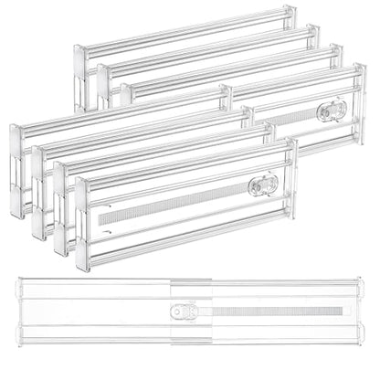 Vtopmart 4" Regular Upgrade Drawer Dividers for Clothes, 12.8"-22.3" 8 Pack | Expandable Dresser Drawer Organizer, Clear Separator, Baby Clothing, Underwear, Cosmetics, Toiletries Storage, Space Saving - size: Regular-4" without Inserts