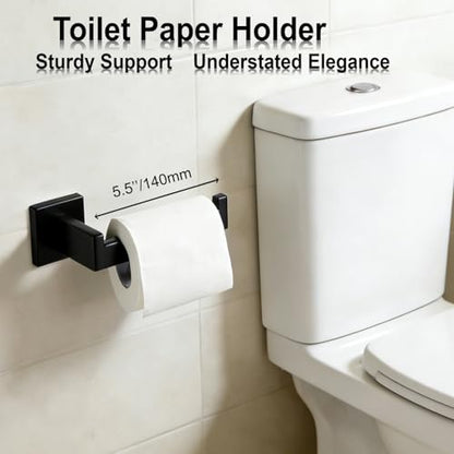 Bathroom Hardware Set 15 Piece Matte Black Bathroom Accessories Set SUS304 Towel Bar Set Includes 3 Towel Bar 24 Inch+3 Towel Holder+3 Toilet Paper Holder+6 Towel Hooks (15, Matte Black, 24 Inch) - color: Matte Black, size: 24 Inch