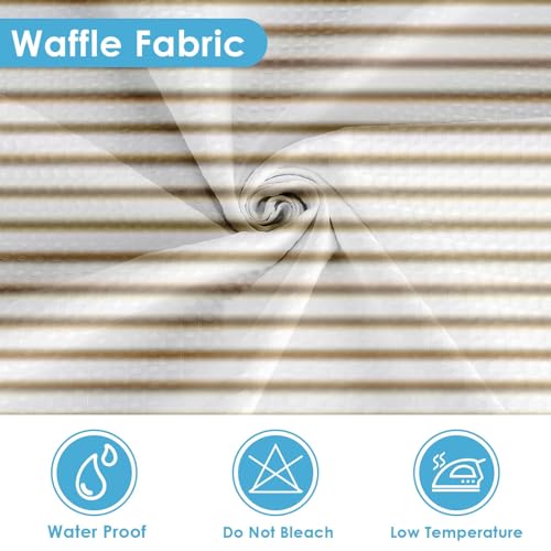 3 in 1 Shower Curtain and Liner,72 x 72 inch, Striped Modern | Navy Blue Modern Modern Double Layers Waterproof Fabric with See Through Top Window Open Grommet Bath Curtain - color: Striped Tan